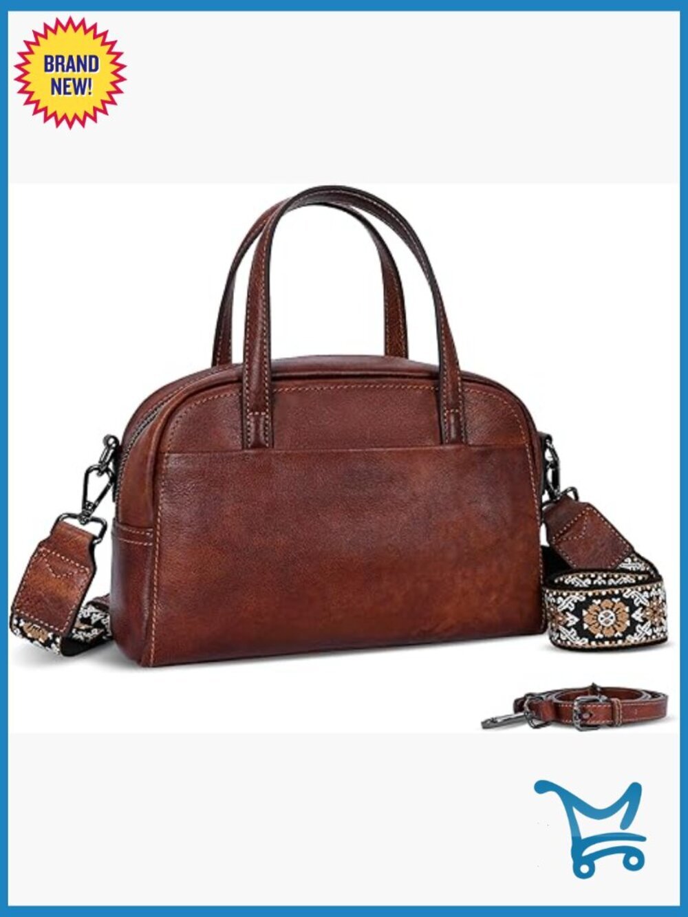 Medium Leather Crossbody Bag with Adjustable Straps, Satchel Purse for Travel